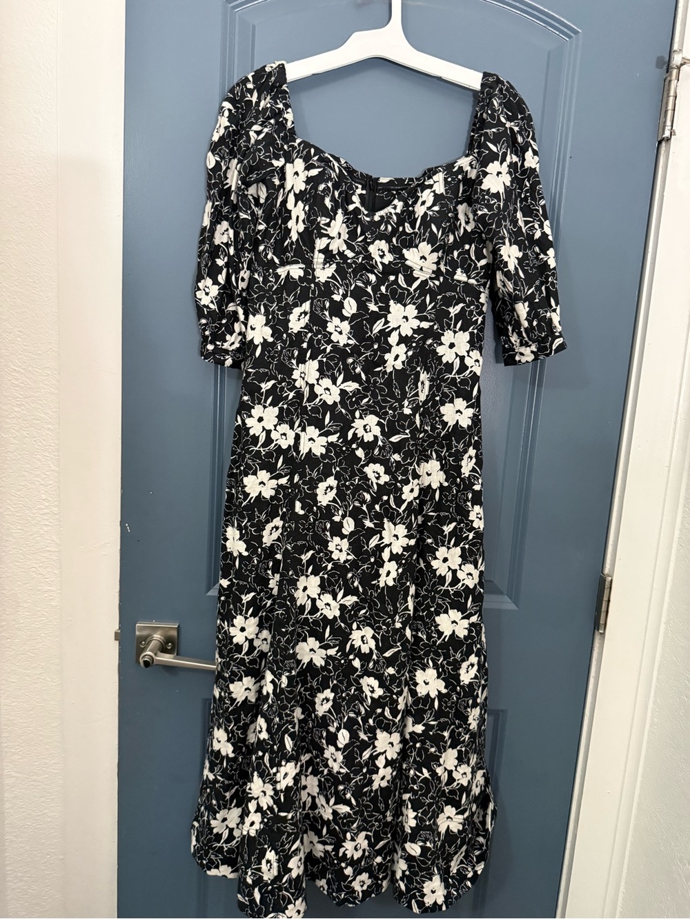 Polo by Ralph Lauren Black and White Floral Midi Dress